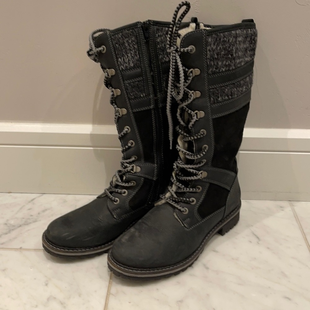 High black combat boots